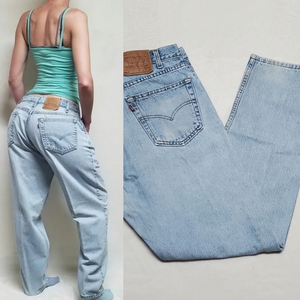 VINTAGE 1999 Levi's 505 Grunge Regular Straight Leg Light Wash Distressed Jeans